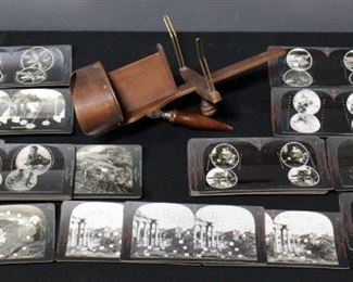 Antique Underwood & Underwood “The Perfecscope” Stereoscope 3D Viewer Including 24 Keystone View Company Stereoscopic Plates