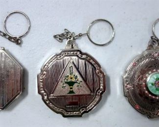 Vintage Compacts With Key Ring Chains, Inlvdes Evans, May Fair