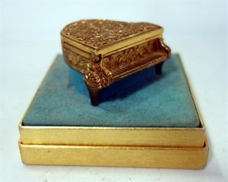 Avon Textured Gold Piano Solid Perfume Holder With Box
