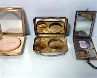 Vintage Elgin Compact, Helen Rubinstein Compact, And Unmarked With Lake Scene