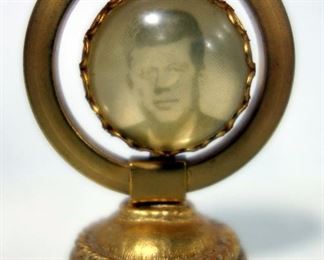 John F. Kennedy Globe Magnet And "The Remember November Issue, Vol. I The President Nobody Knew", 1964 Paperback Book