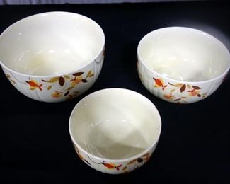 Hand Painting Hall Nesting Mixing Bowls Qty. 3 And White Ceramic Mixing Bowls, Qty. 3