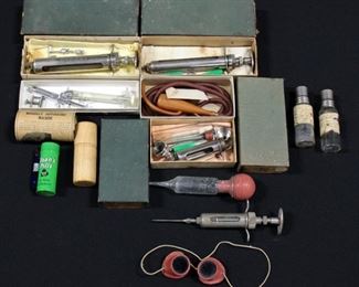 Antique Syringe Collection, Intraveinous Catheter, Merrell's Suppository Machine, And More