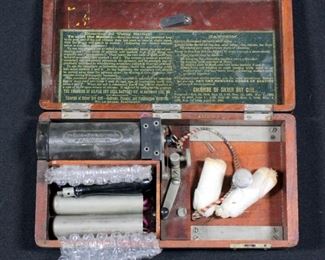 Chloride Of Silver Dry Cell Battery Quack Device By The Chloride Of Silver Dry Cell Battery Co, # 10990, In Wood Hinged Box