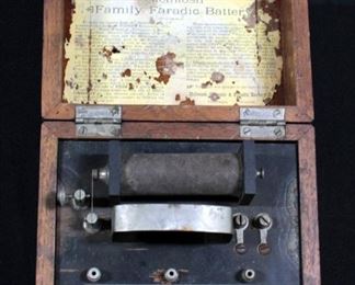 McIntosh Galvanic And Faradic Battery Co. Family Faradic Battery, With Electrode Dowels, In Wood Case