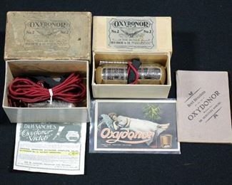 1897 And 1908 Oxydonor No. 2, Qty 2, With Oxydonor 1939 Postcard And Instruction Manual