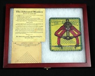 Antique "Educated Monkey" Multiplication Teaching Device From 1916, Includes Directions, In Display Case