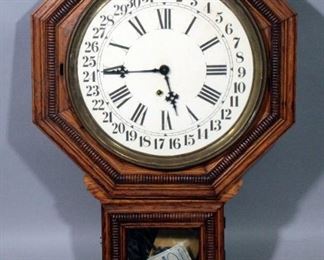 Antique 31-Day Wall Clock, With Winding Keys, 25" H x 17.5" W