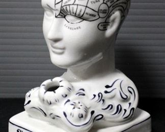 Ceramic Earthenware Inhaler Replica And Phrenology Bust