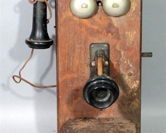 Antique Wall Mounted Telephone, Hand Crank And Chimes Still Work