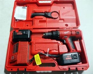 Milwaukee Cordless .5" Hammer Drill, includes 18V Batteries Qty 2, Charger And Carrying Case