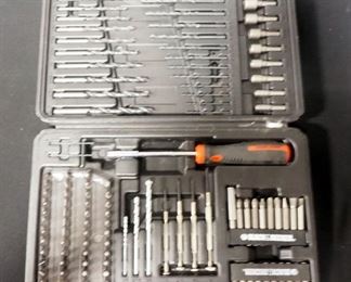 Bosch 3/8" Corded Drill With Manual, Powers On, Black & Decker 120 Piece Home Project Tool Kit And Cummins Electric Drill Bit Sharpener