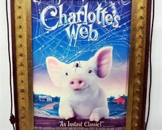 Light Up Theatrical Display Case With Charlotte's Web Movie Poster 49" H x 32.5" W x 4.75" D