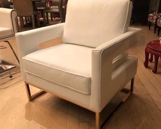 White Leather Brass club chair 