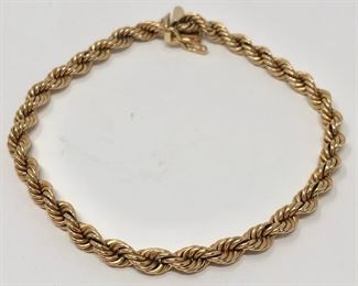 14k Gold 7” Twisted Rope Bracelet https://ctbids.com/#!/description/share/258866