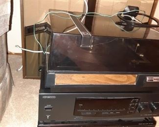 Electronics including BSR McDonald 2260 X turntable, Kenwood AM FM stereo receiver KR a3080, Sony 5 CD changer and Jensen speakers, Pioneer speakers