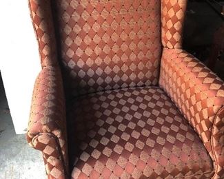 1 of a pair of wing back chairs