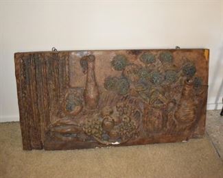 large plaster wall hanging signed