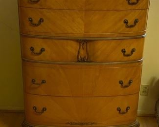 Tall dresser from satinwood bedroom set