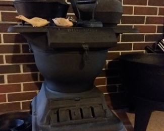 Big Boy pot belly stove from Birmingham Stove and Rangs.
Cast iron cookware.