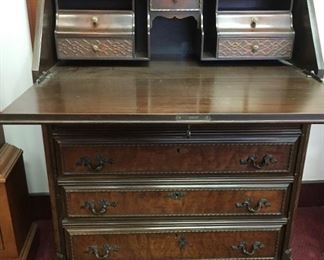 Solid mahogany antique secretary, Colonial Mfg. Co., 30.5"W x 39.75"H. 