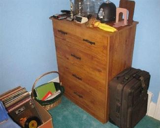 Bedroom dresser and household items