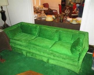 Vintage, kelly green, henredon sofa for klingman's furniture Company