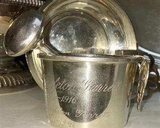 Sterling silver baby items including generational baby cup dating to 1916