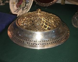 Sterling silver flower frog centerpiece bowl