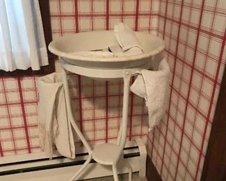 Antique painted metal washstand