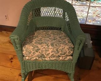 Antique painted wicker rocker