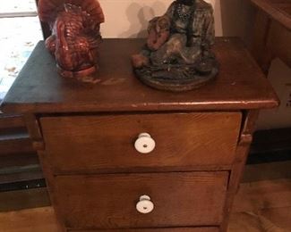 Vintage wax candles by Gunther and small primitive chest