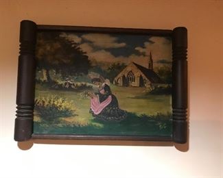 Antique wooden tray by S. Govet