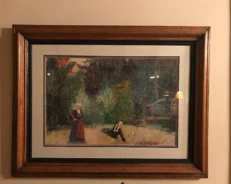 Framed vintage Gauguin print- First Spring Flowers