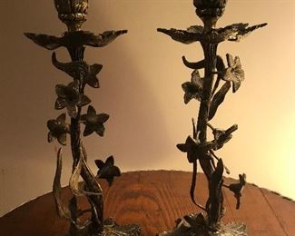 Antique ornate brass candlesticks
