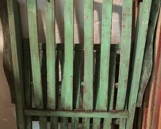 Antique painted folding garden chair