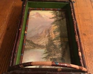 Folk art twig tray