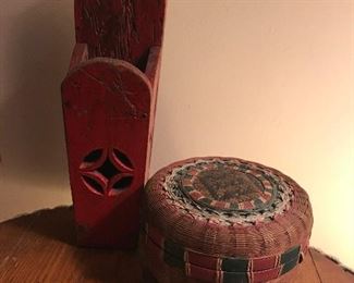 Primitive painted candlebox