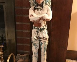 Vintage cement Indian chief sculpture