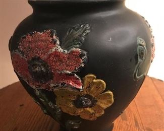 Antique black Goofus vase