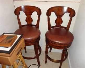 Leather swivel barstools
