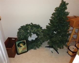 Christmas wreaths and small Christmas Tree