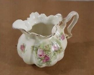 Antique RS Prussia Creamer Hand Painted.                              Pink Rose Floral                                                    