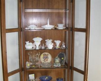 Collection of Milk Glass, blue decorative glass items