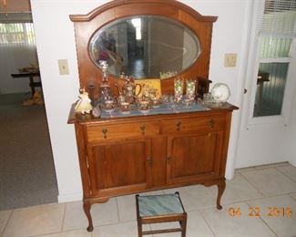 Antique Buffet with Mirror