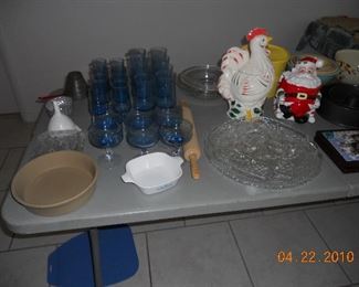 Early Blue Glassware, Nice Cookie Jars, Glassware and more