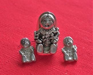 Native American storyteller sterling jewelry set