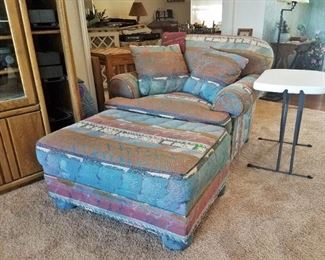 Chair-and-a-half with matching ottoman and sofa