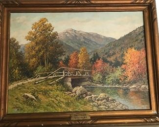 Oil Painting by Peter Van Saul of White Mountain Painters 1940's of the Swift River in New Hampshire