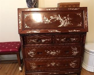 Inlaid Asian Desk with Mother of Pearl